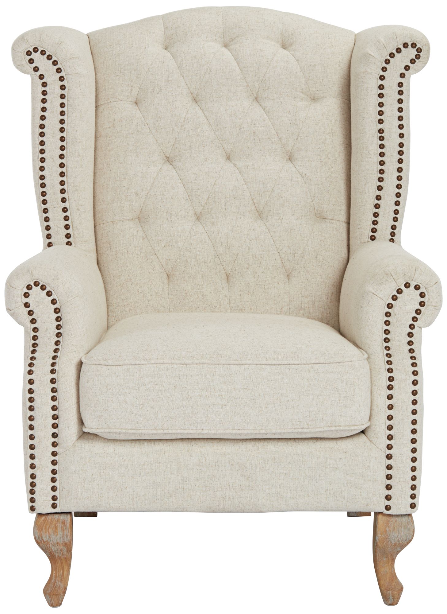 white linen wingback chair