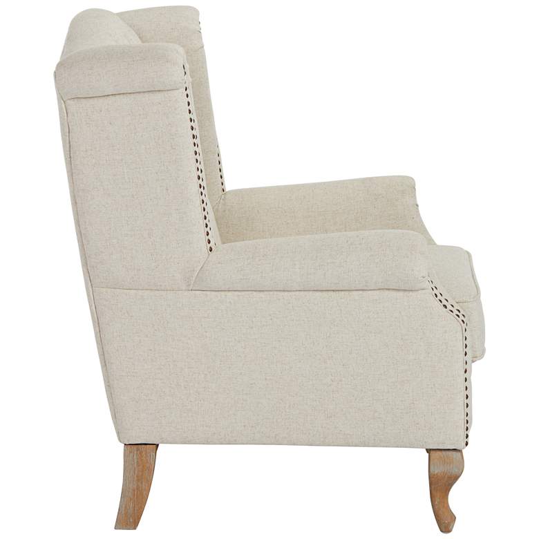 Williamsburg Natural Linen Tufted Traditional Wingback Armchair more views