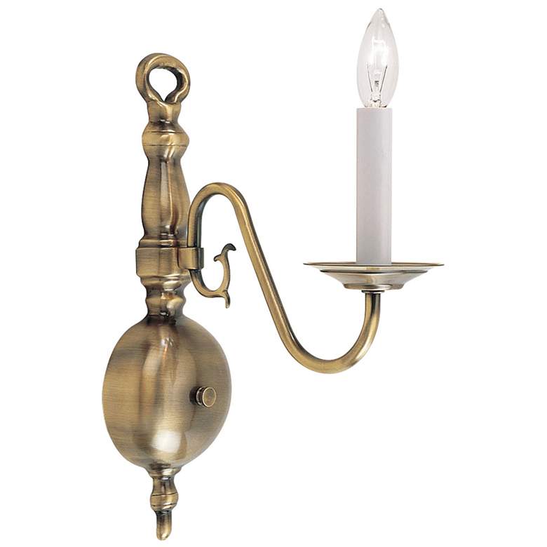 Image 1 Williamsburgh 1 Light Antique Brass Candle Wall Sconce