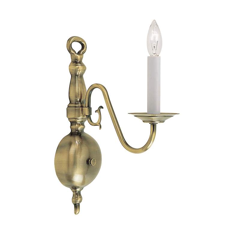 Image 3 Williamsburgh 1 Light Antique Brass Candle Wall Sconce more views