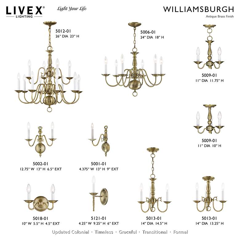 Image 5 Williamsburgh 1 Light Antique Brass Candle Wall Sconce more views