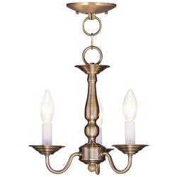 Williamsburgh 11-in 3-Light Antique Brass Candle Chandelier