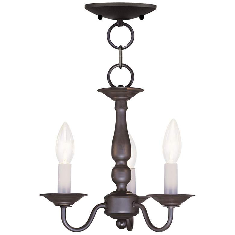 Image 1 Williamsburgh 11-in 3-Light Bronze Candle Chandelier