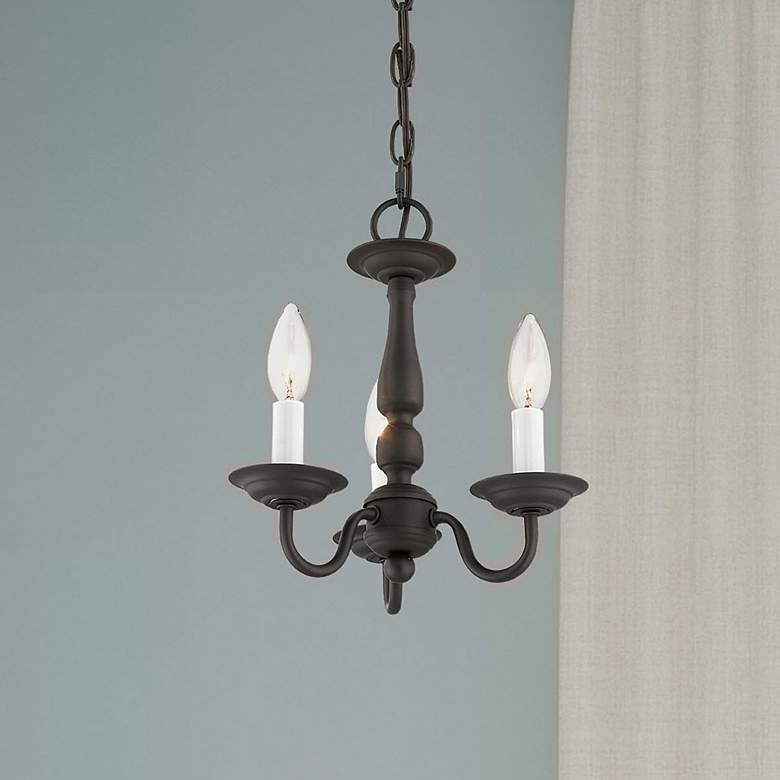 Image 1 Williamsburgh 11-in 3-Light Bronze Candle Chandelier