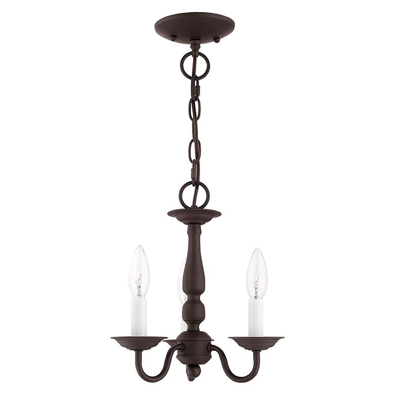 Image 3 Williamsburgh 11-in 3-Light Bronze Candle Chandelier more views