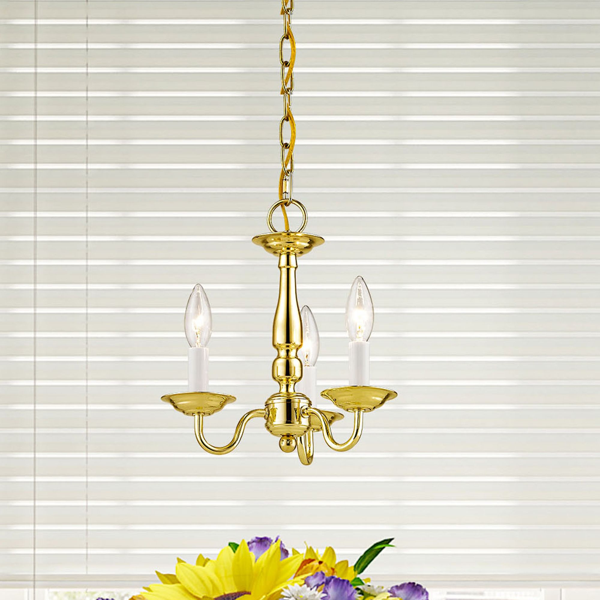 Williamsburgh 11"W Polished Brass 3-Light Mini Chandelier