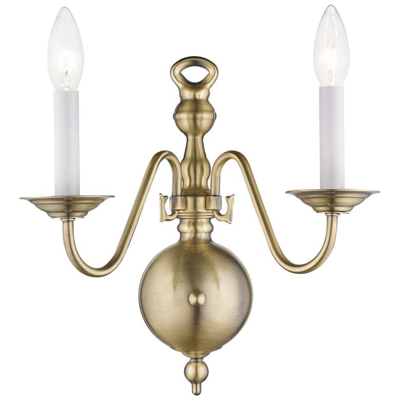Image 1 Williamsburgh 13" High Antique Brass 2-Light Wall Sconce