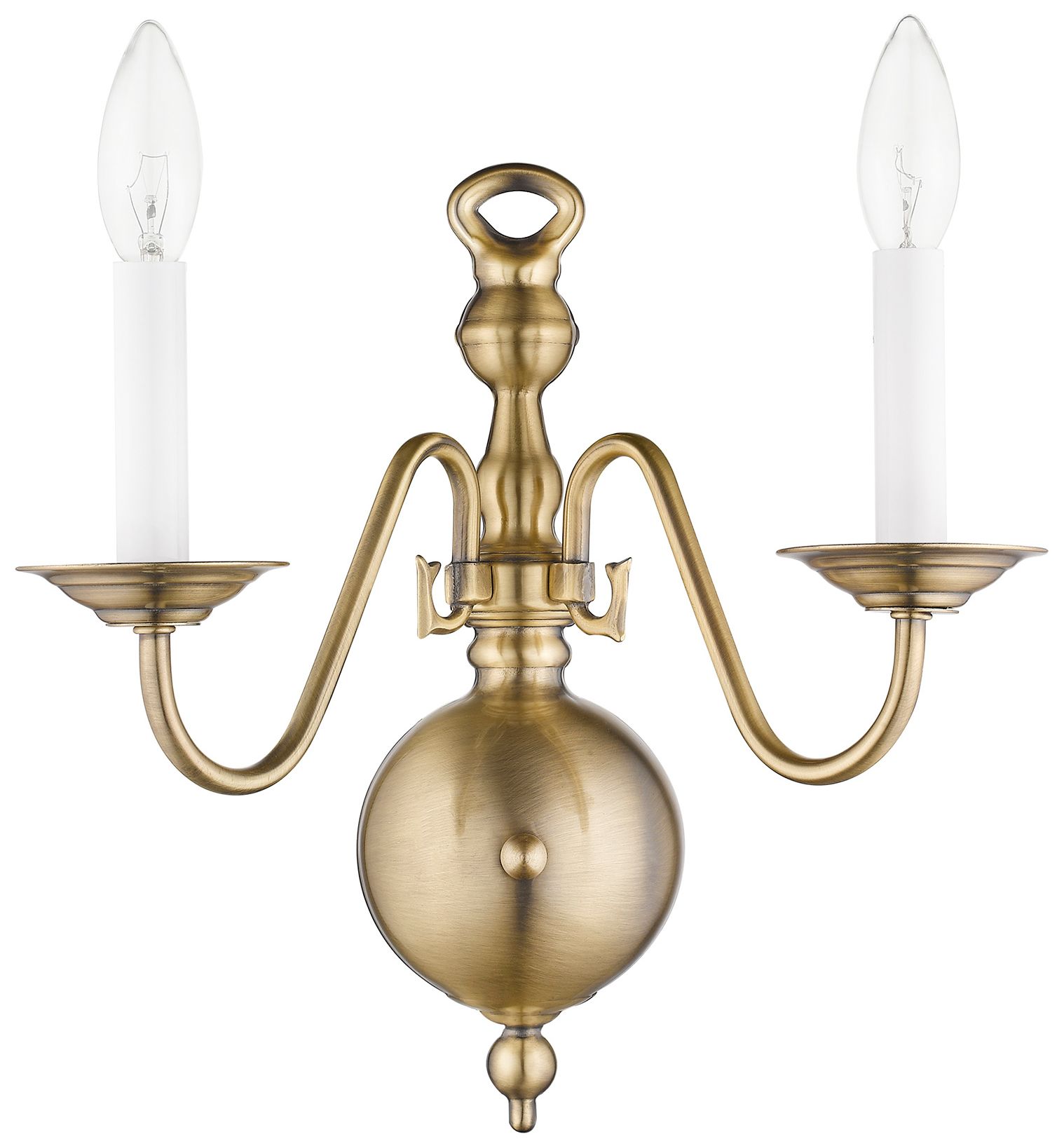 Image 2 Williamsburgh 13" High Antique Brass 2-Light Wall Sconce more views