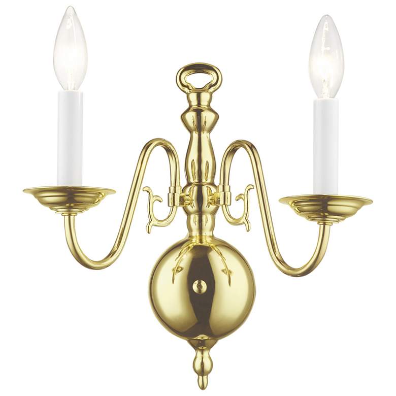 Image 1 Williamsburgh 13" High Polished Brass 2-Light Wall Sconce