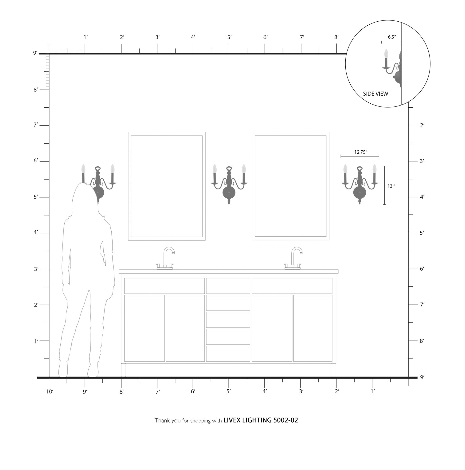 Williamsburgh 13" High Polished Brass 2-Light Wall Sconce