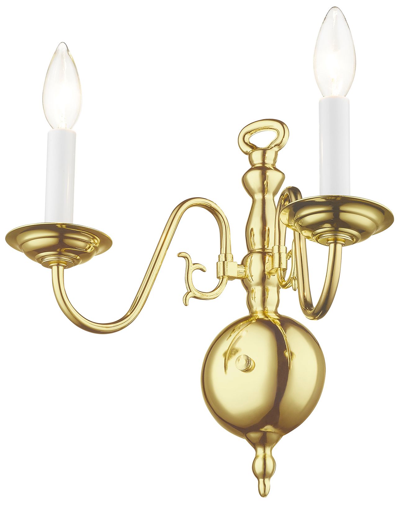 Williamsburgh 13" High Polished Brass 2-Light Wall Sconce
