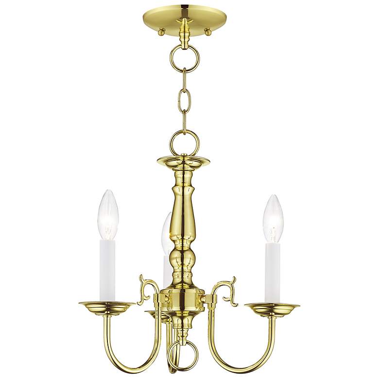 Image 2 Williamsburgh 14-in 3-Light Polished Brass Candle Chandelier