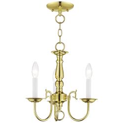 Williamsburgh 14-in 3-Light Polished Brass Candle Chandelier