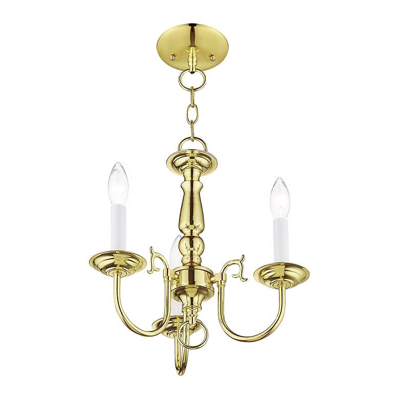 Image 4 Williamsburgh 14-in 3-Light Polished Brass Candle Chandelier more views