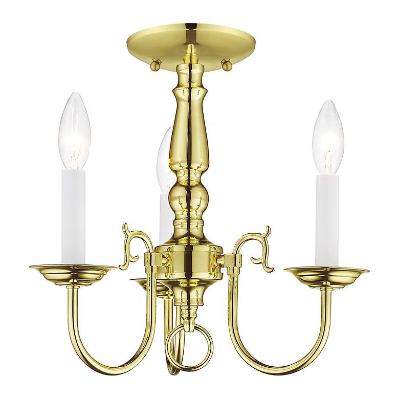 Image 5 Williamsburgh 14-in 3-Light Polished Brass Candle Chandelier more views