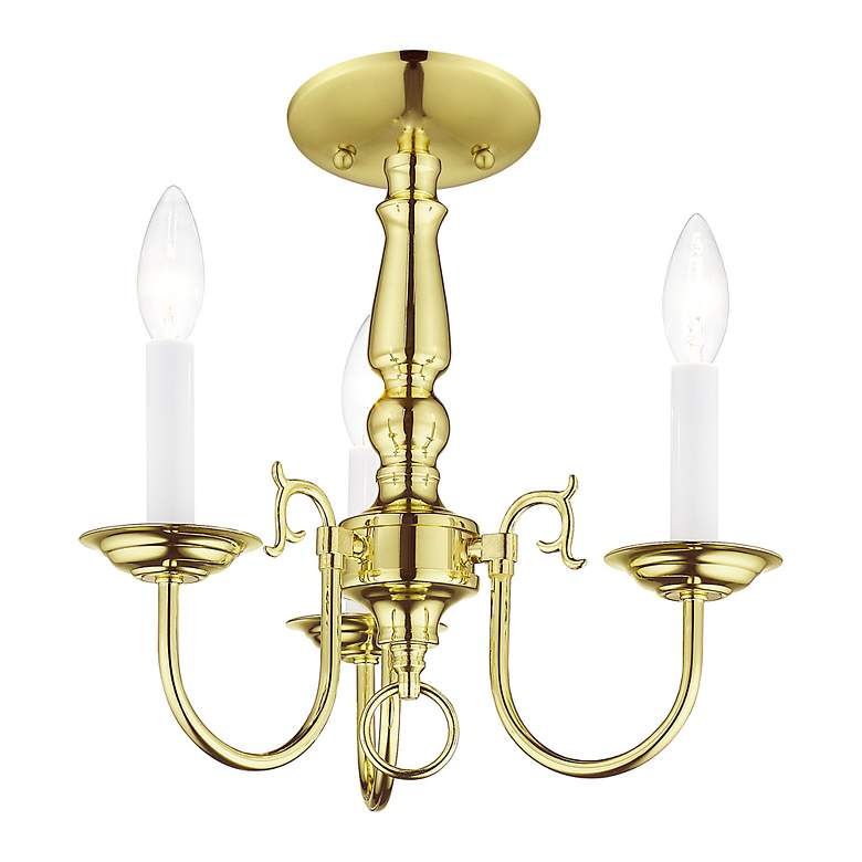 Image 6 Williamsburgh 14-in 3-Light Polished Brass Candle Chandelier more views
