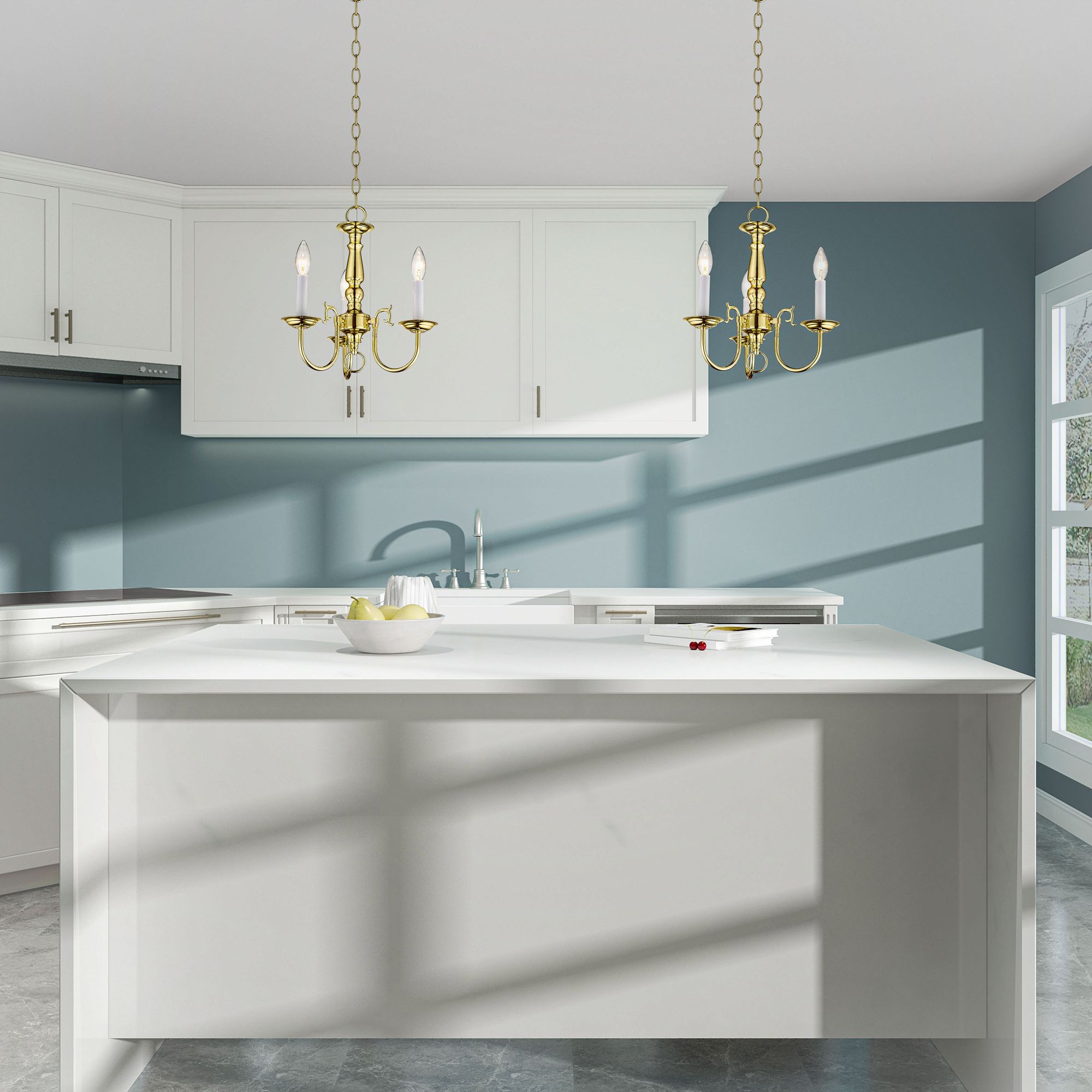 Williamsburgh 14-in 3-Light Polished Brass Candle Chandelier