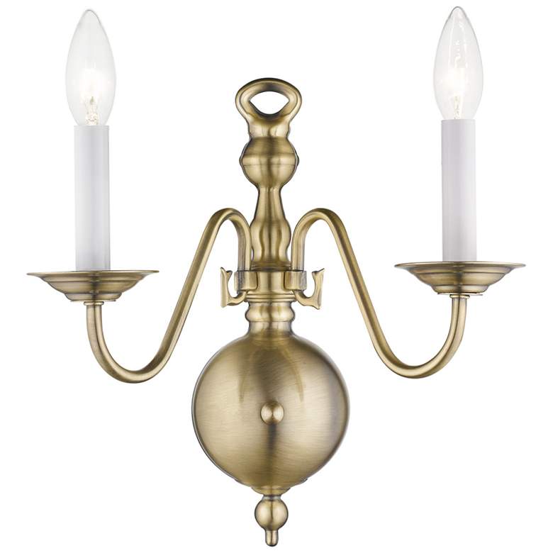 Image 1 Williamsburgh 2 Light Antique Brass Candle Wall Sconce