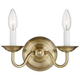 Image1 of Williamsburgh 2 Light Antique Brass Candle Wall Sconce