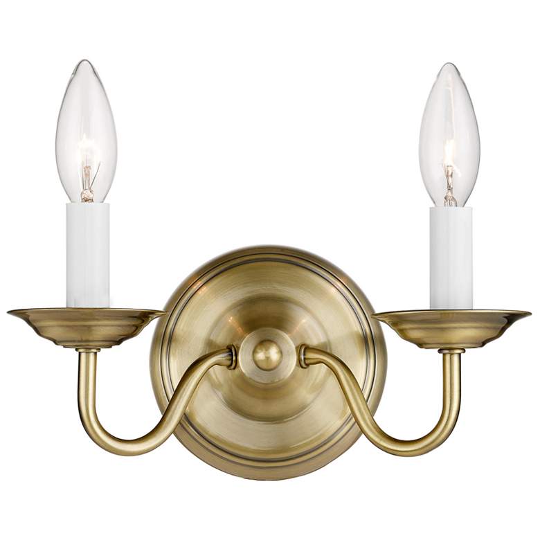 Image 1 Williamsburgh 2 Light Antique Brass Candle Wall Sconce