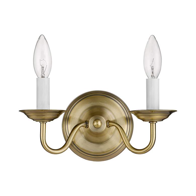 Image 3 Williamsburgh 2 Light Antique Brass Candle Wall Sconce more views