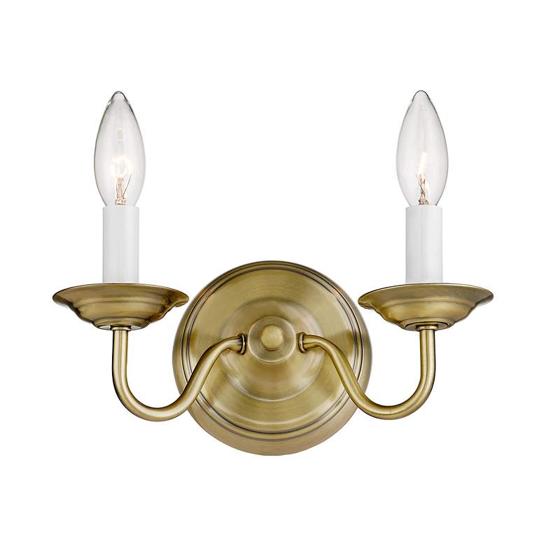 Image 4 Williamsburgh 2 Light Antique Brass Candle Wall Sconce more views