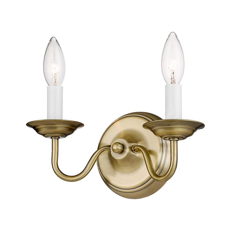 Image 5 Williamsburgh 2 Light Antique Brass Candle Wall Sconce more views