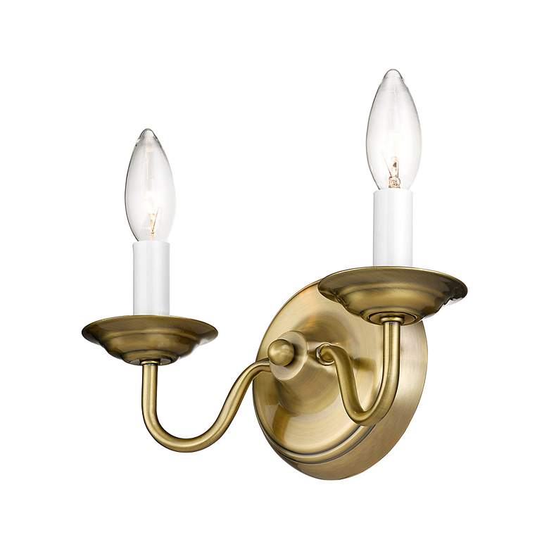 Image 6 Williamsburgh 2 Light Antique Brass Candle Wall Sconce more views