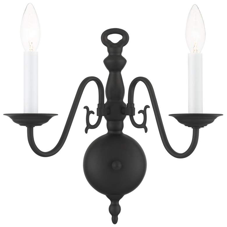 Image 1 Williamsburgh 2 Light Black Candle Wall Sconce