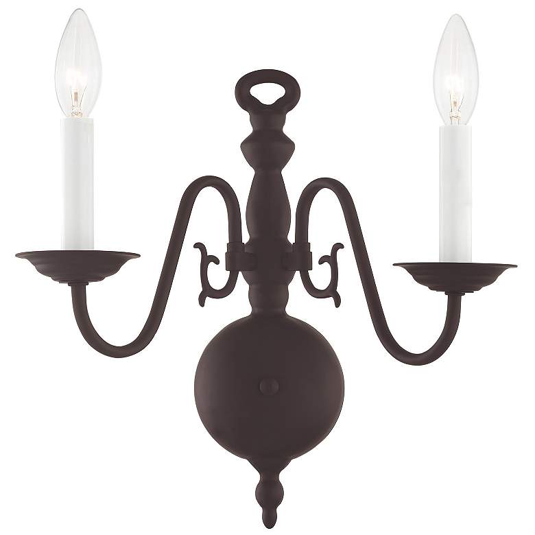 Image 1 Williamsburgh 2 Light Bronze Candle Wall Sconce