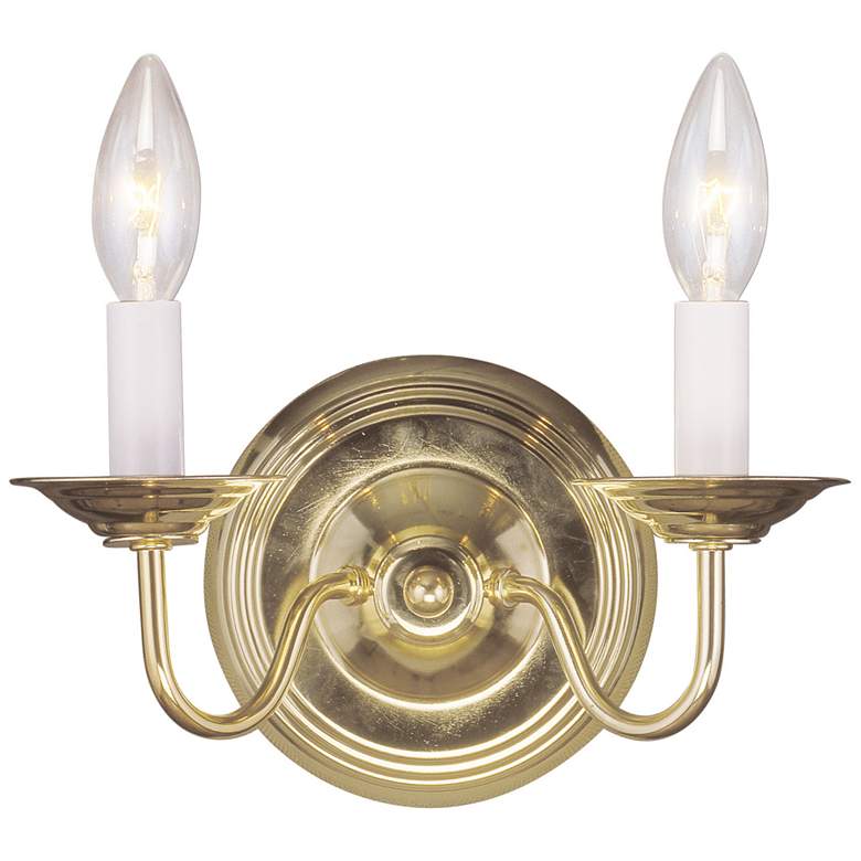 Image 1 Williamsburgh 2 Light Polished Brass Candle Wall Sconce
