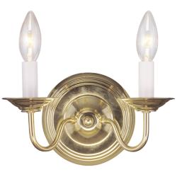 Williamsburgh 2 Light Polished Brass Candle Wall Sconce