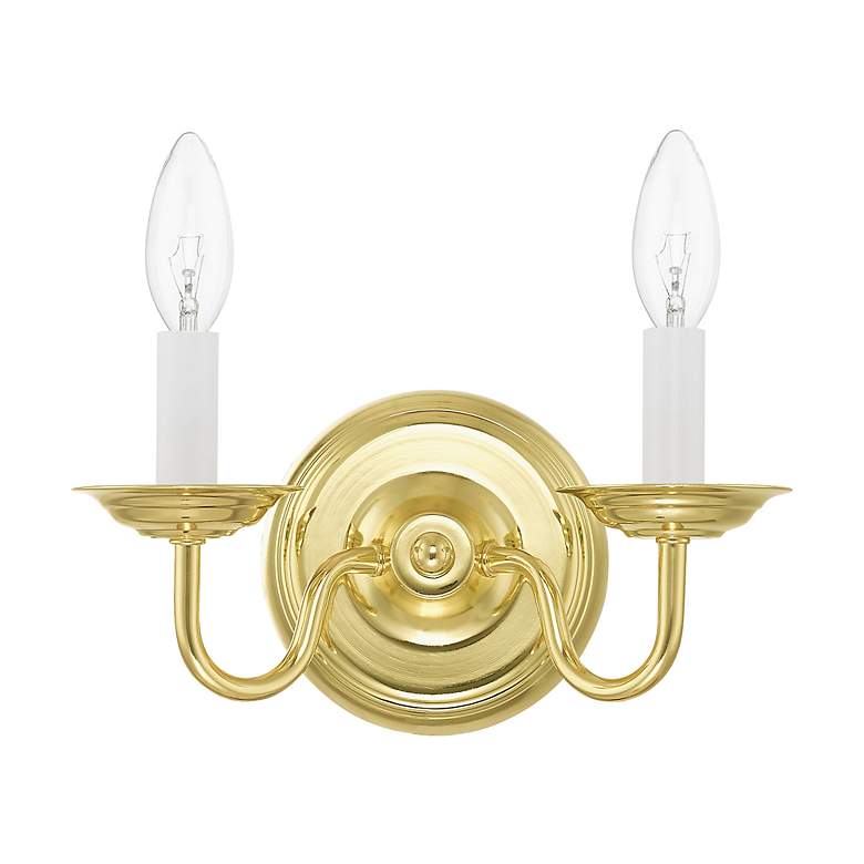 Image 3 Williamsburgh 2 Light Polished Brass Candle Wall Sconce more views