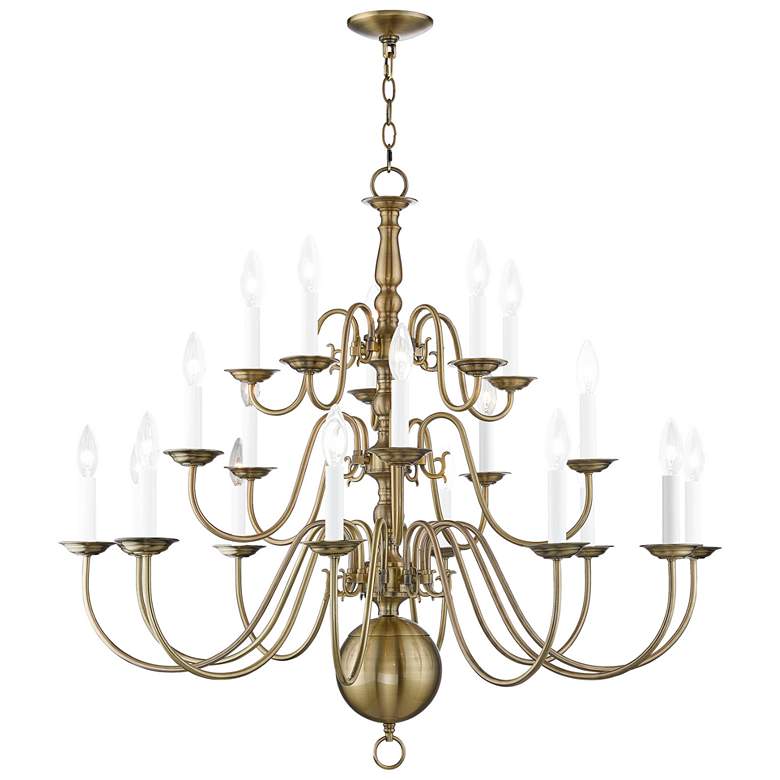 Image 1 Williamsburgh 20 Light Antique Brass Foyer Chandelier