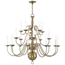 Williamsburgh 20 Light Antique Brass Foyer Chandelier