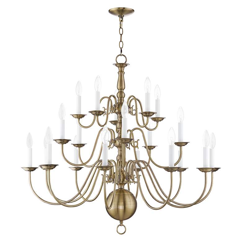 Image 3 Williamsburgh 20 Light Antique Brass Foyer Chandelier more views