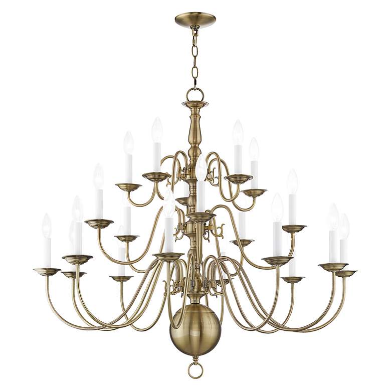 Image 4 Williamsburgh 20 Light Antique Brass Foyer Chandelier more views