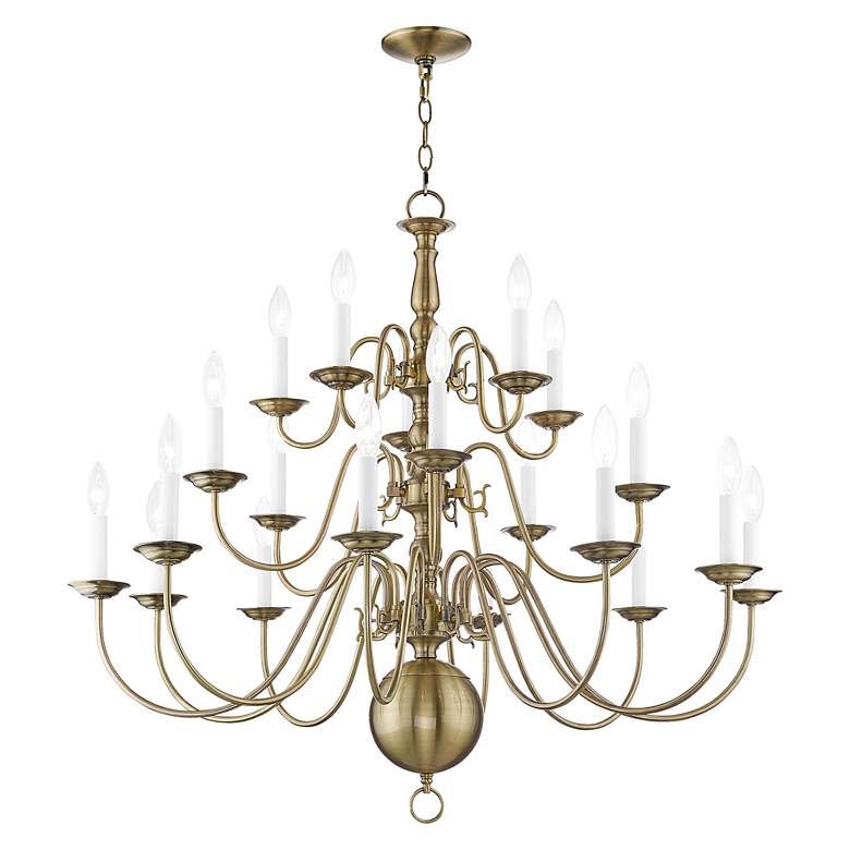 Image 5 Williamsburgh 20 Light Antique Brass Foyer Chandelier more views
