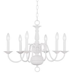 Williamsburgh 24&quot; Wide 6-Light White Traditional Candelabra Chandelier