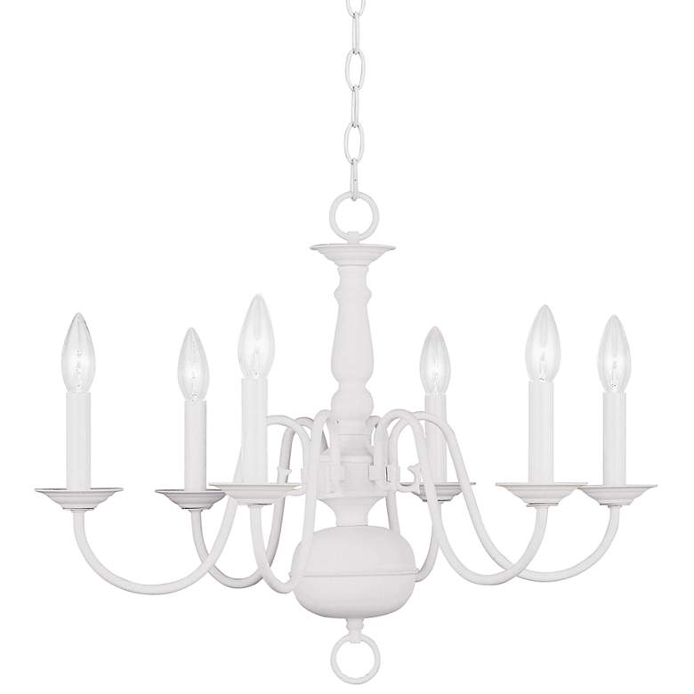 Image 1 Williamsburgh 24 inch Wide 6-Light White Traditional Candelabra Chandelier