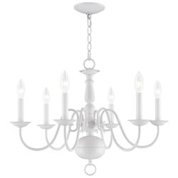 Williamsburgh 24" Wide 6-Light White Traditional Candelabra Chandelier