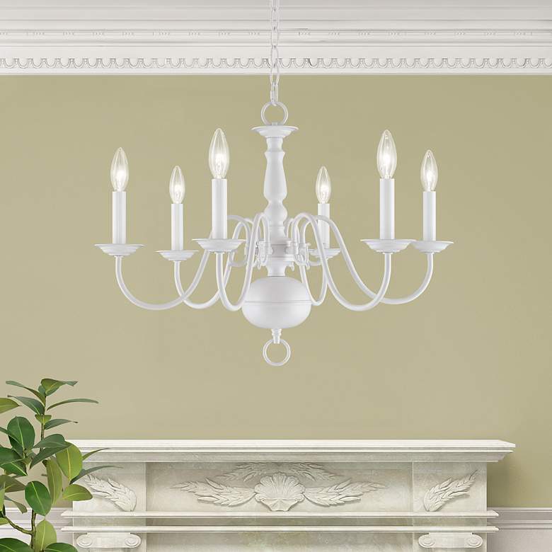 Image 1 Williamsburgh 24" Wide 6-Light White Traditional Candelabra Chandelier