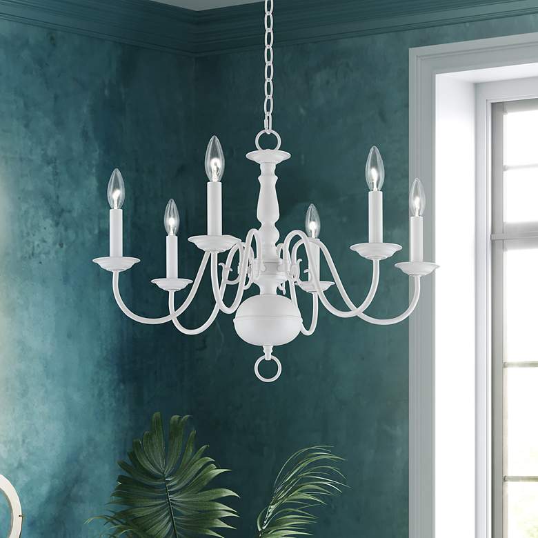 Image 7 Williamsburgh 24" Wide 6-Light White Traditional Candelabra Chandelier more views