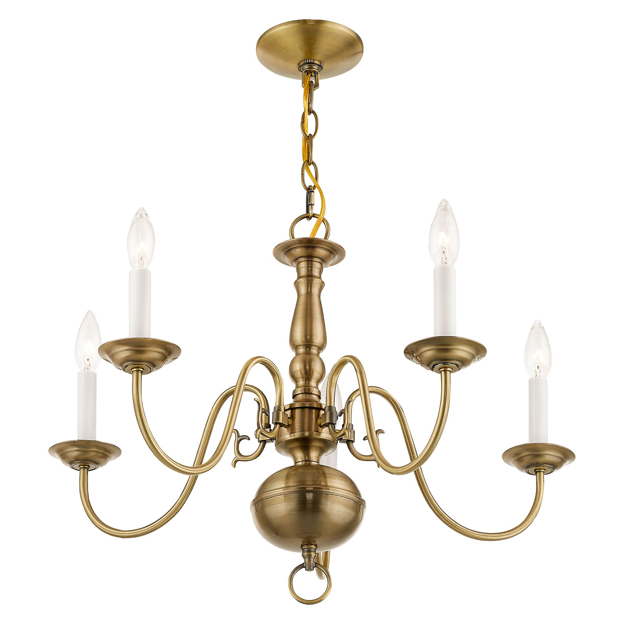 Thumbnail3 of Williamsburgh 24" Wide Antique Brass 5-Light Chandelier more views