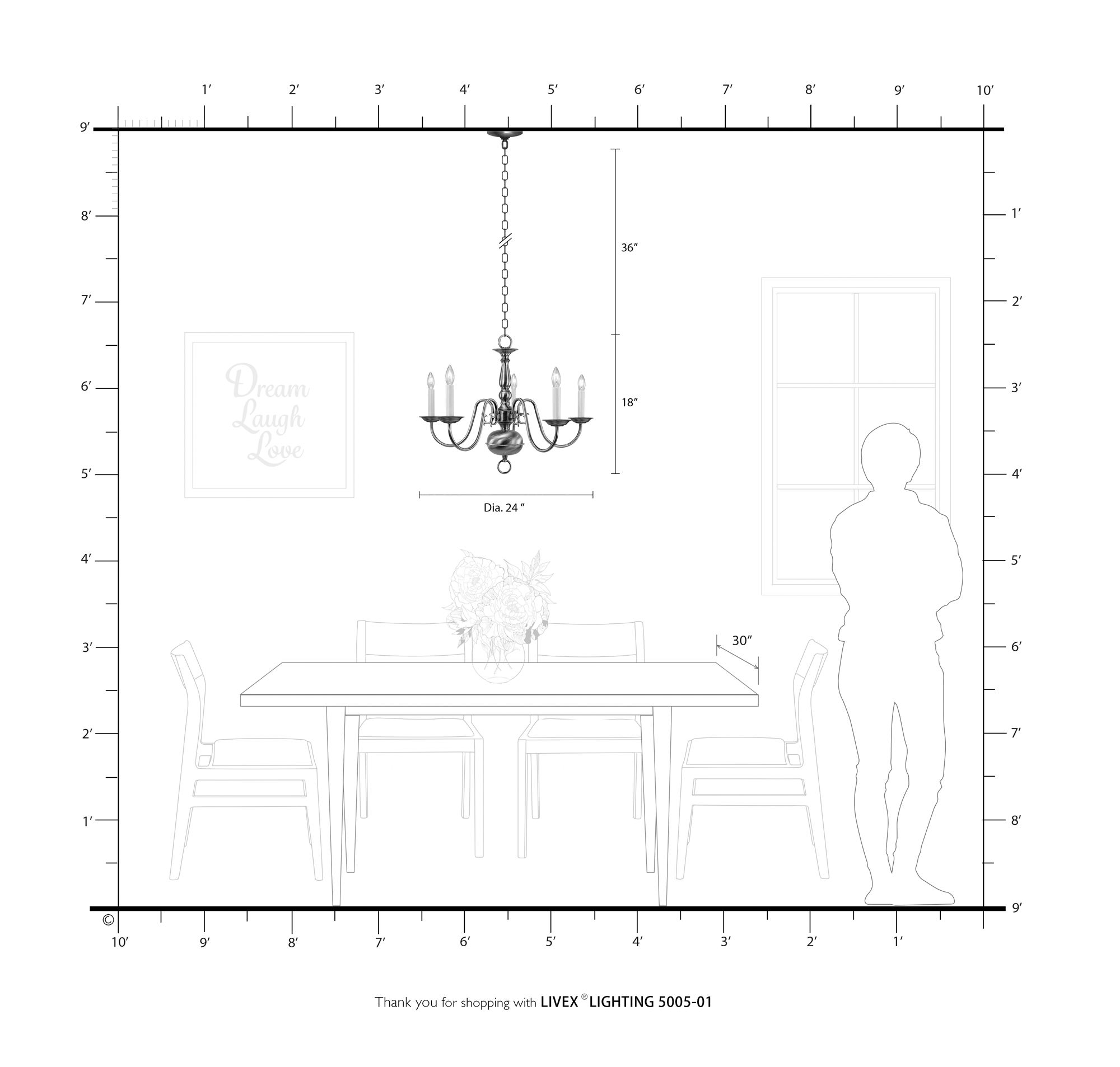 Williamsburgh 24" Wide Antique Brass 5-Light Chandelier