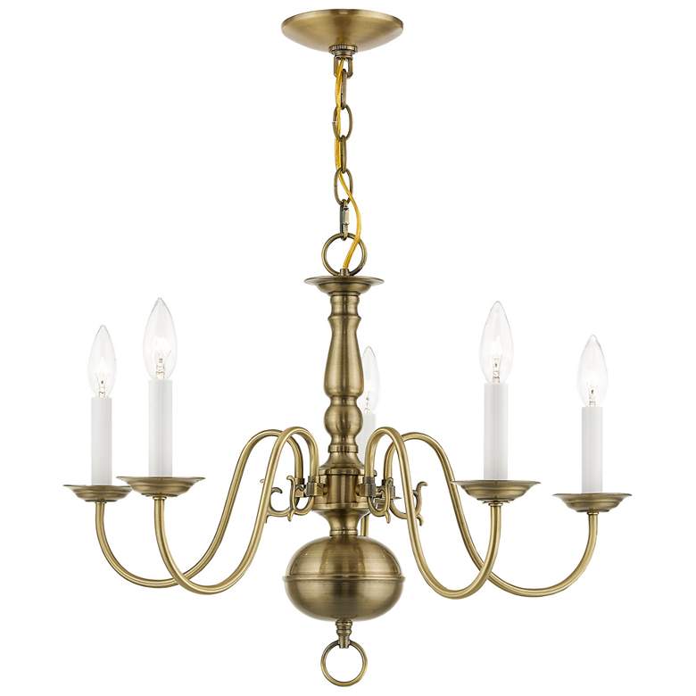 Image 1 Williamsburgh 24" Wide Antique Brass 6-Light Chandelier