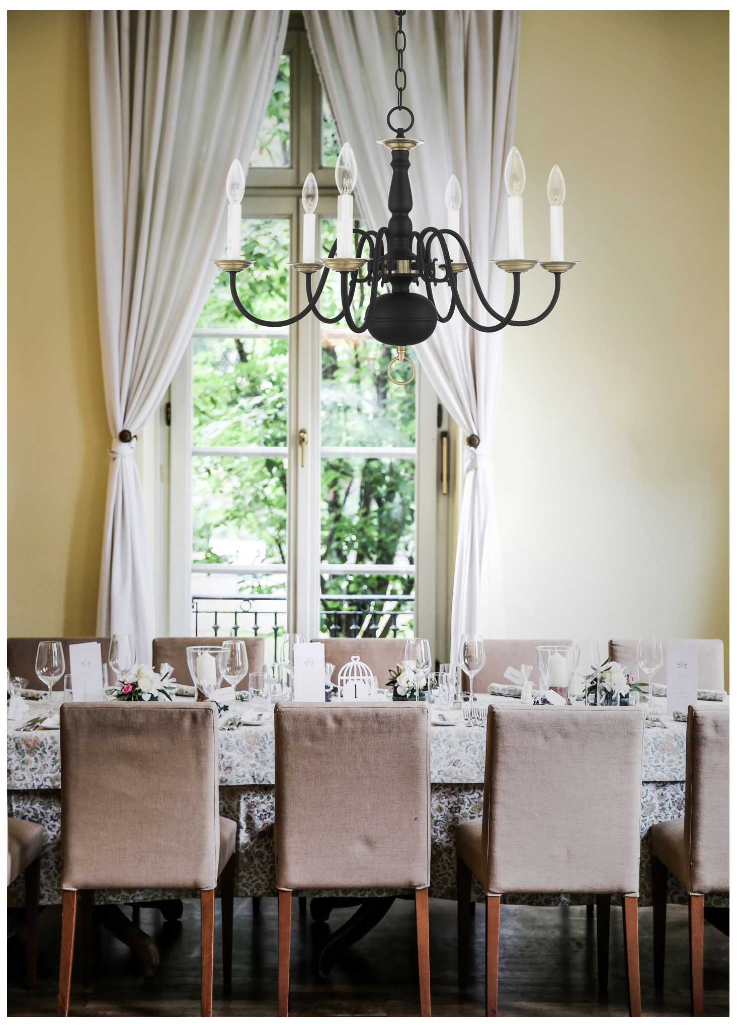 Image 3 Williamsburgh 24" Wide Black 6-Light Chandelier more views