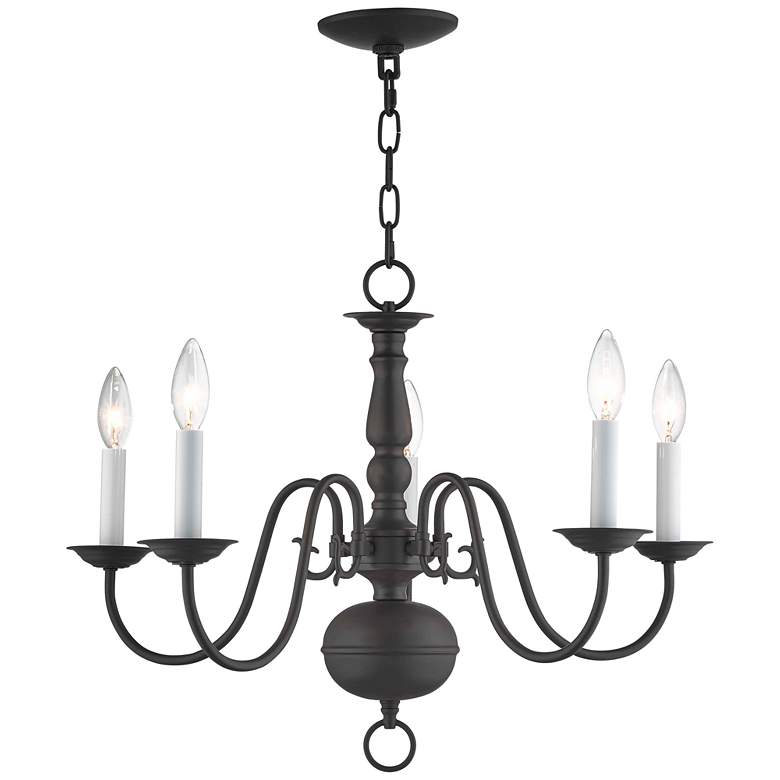 Image 1 Williamsburgh 24" Wide Bronze 5-Light Candle Chandelier