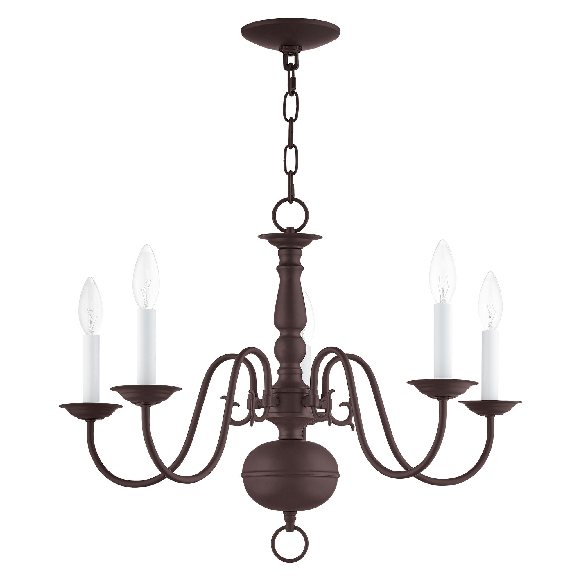 Image 3 Williamsburgh 24" Wide Bronze 5-Light Candle Chandelier more views