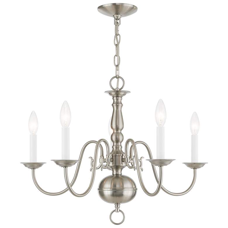Image 1 Williamsburgh 24" Wide Brushed Nickel 5-Light Chandelier